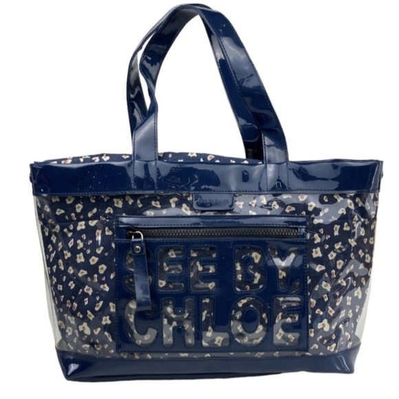 See by Chloe Navy and Beige Vinyl Tote - Picture 1 of 16